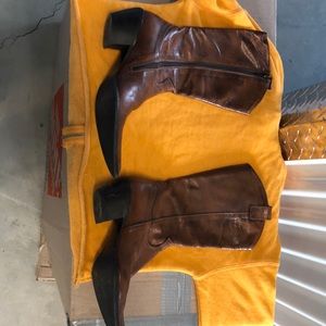 Brown leather boots